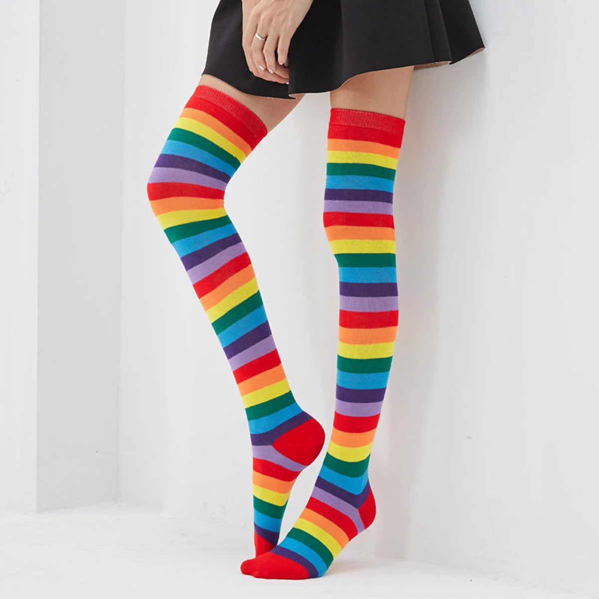 1/6 paires de bas rayés pour femmes, chaussettes hautes japonaises tendance, chaussettes fines et chaudes à rayures noires et blanches
