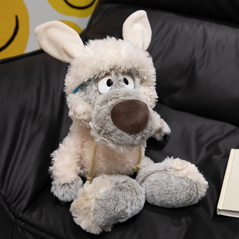 Peluche Loup Camouflage 2 Tailles - Peluche Loup en Peau de Mouton