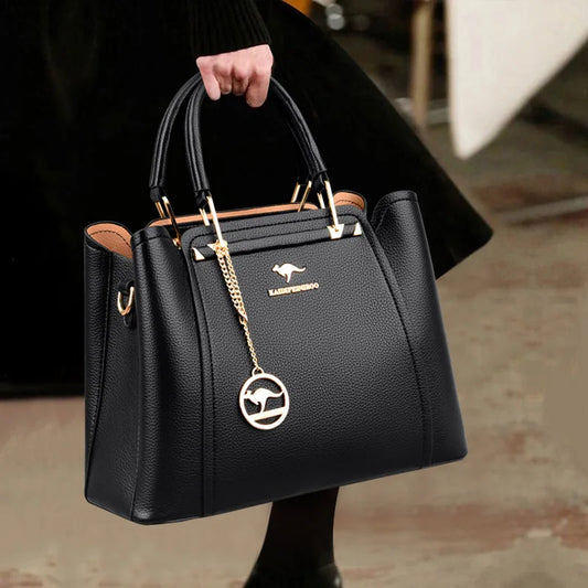 Sac bandoulière de luxe pour femme, 3 compartiments, grande capacité, en cuir, style cabas/sac messager.