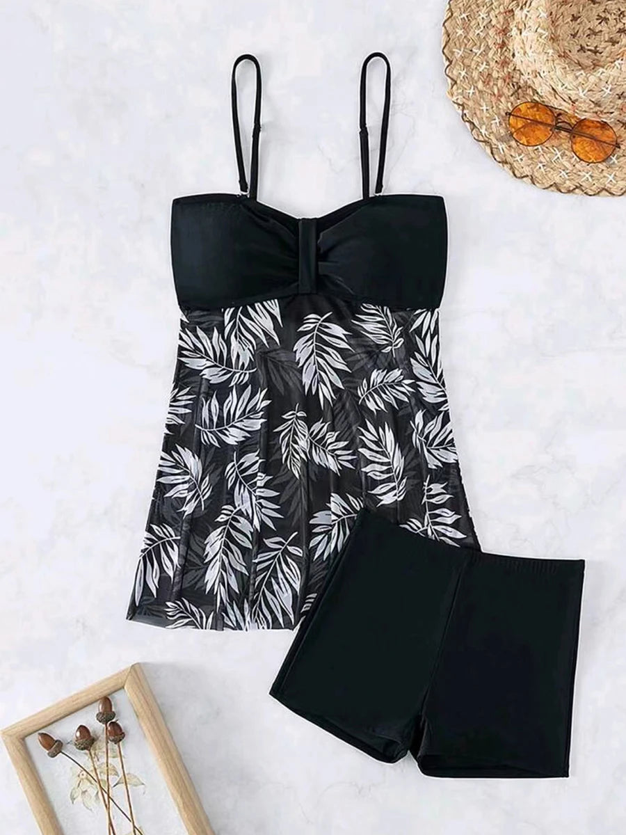 Robe courte avec short intégré, maillot de bain femme, rembourré, imprimé, tenue de plage été