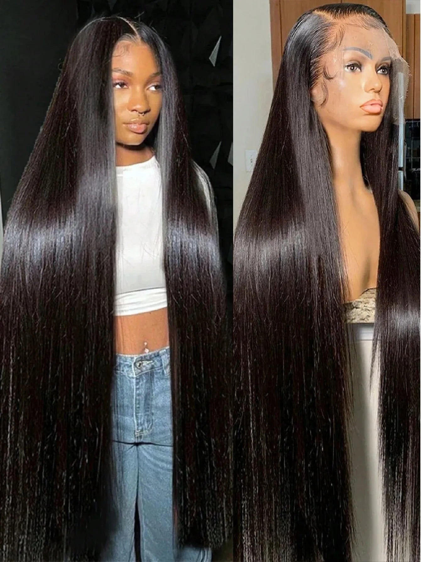 Perruques en cheveux humains lisses noirs naturels avec bordure en dentelle frontale 13x4 13x6 HD, perruques en cheveux humains avec bordure en dentelle frontale transparente pour femmes, densité 220 %