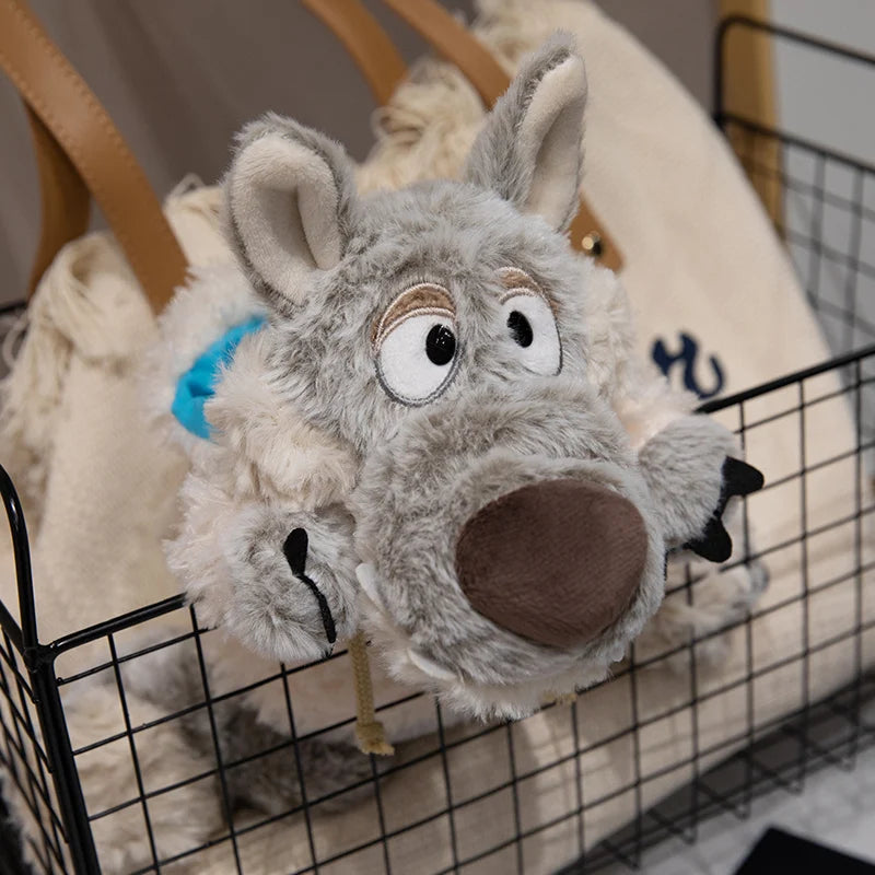 Peluche Loup Camouflage 2 Tailles - Peluche Loup en Peau de Mouton