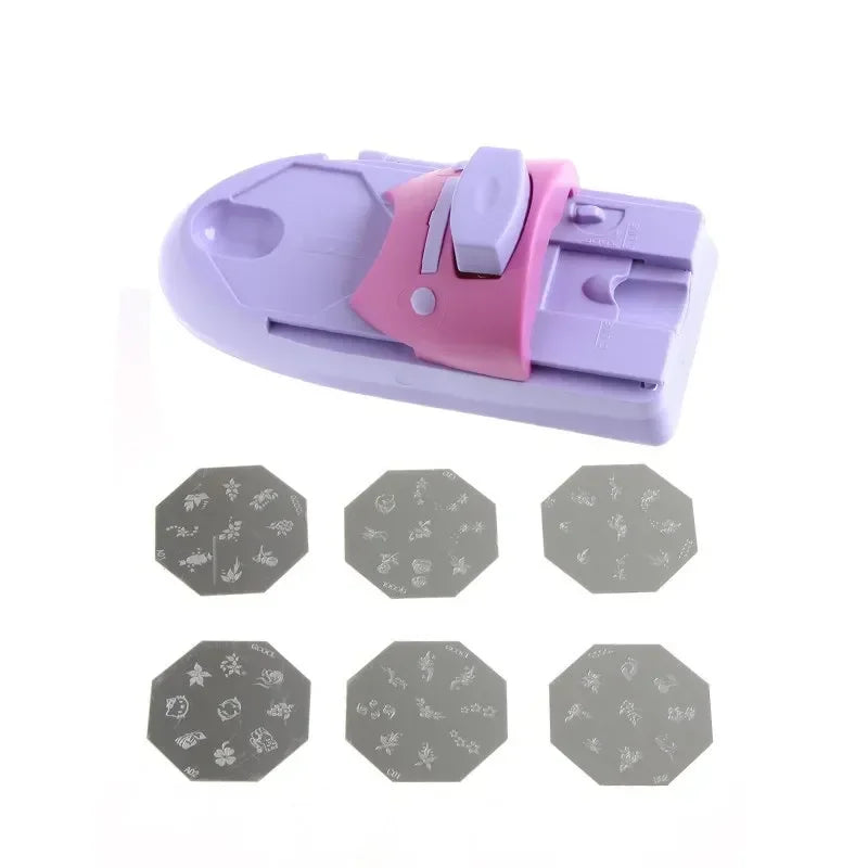Machine d'impression pour nail art portable DIY avec 6 tampons métalliques