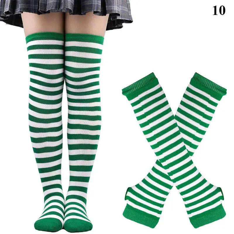 Chaussettes hautes rayées noires et blanches, chaussettes montantes sexy et fines en coton, chaussettes de cosplay