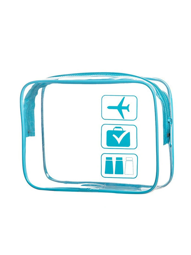 Trousse cosmétique 3 pièces transparente, trousse de toilette, format cabine, conforme aux normes des compagnies aériennes, trousse de toilette de voyage pratique.