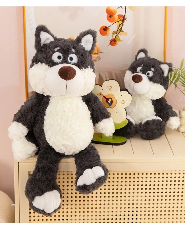 Loup en peluche Kawaii, animal en peluche mignon et doux