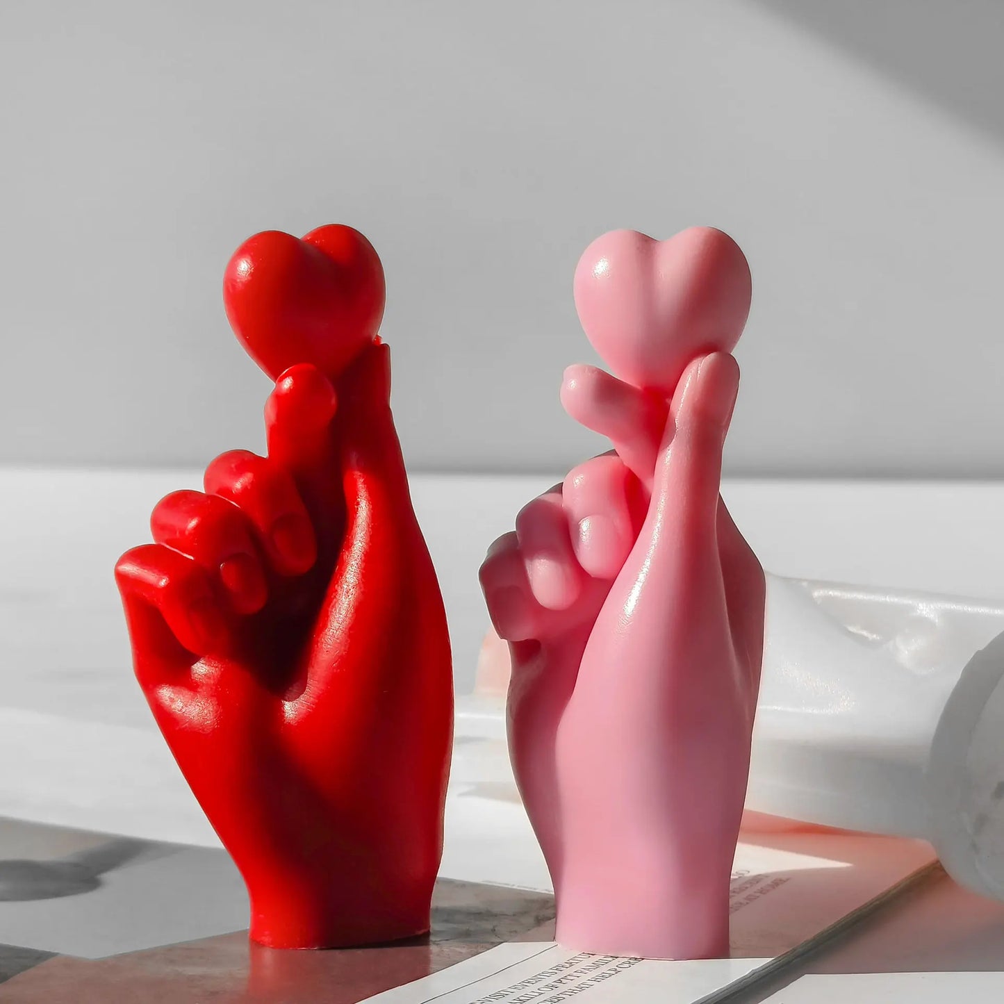 Moule en silicone pour bougie parfumée artisanale en forme de cœur avec les doigts, idéal pour la Saint-Valentin. Moule en plâtre et résine pour la fabrication de savons et de bougies. Fournitures pour la fabrication de bougies et de savons.
