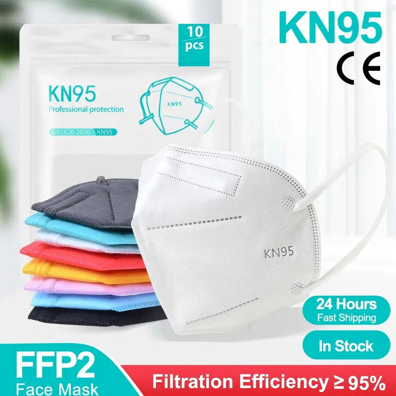 Masques FFP2 KN95 (10-200 pièces) - Masques KN95 - Filtre 5 couches - Masques chirurgicaux homologués - Masque FFP2 noir réutilisable