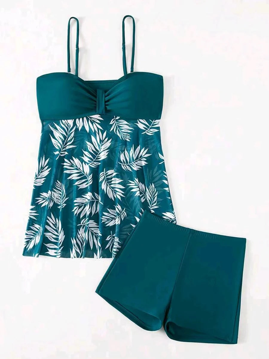 Robe courte avec short intégré, maillot de bain femme, rembourré, imprimé, tenue de plage été