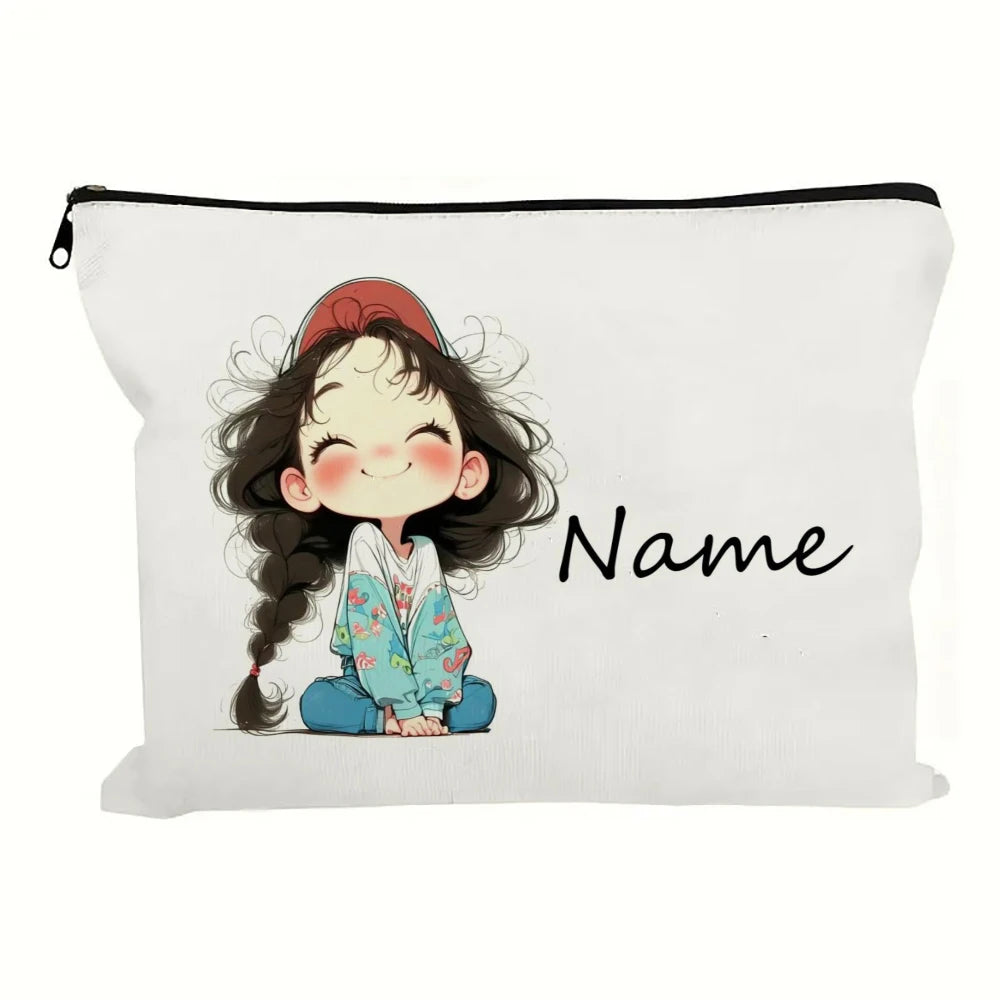 Trousse à maquillage personnalisée avec motif vintage mignon pour fille, sac à main, trousse de toilette, étui à crayons
