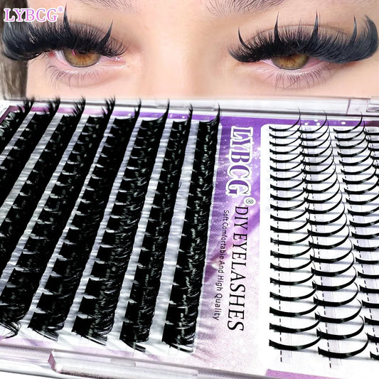 Faux cils en touffes 120D 100D, faux cils à pointes, volume cil à cil, extensions de cils individuelles à picots à faire soi-même, méga touffes de cils