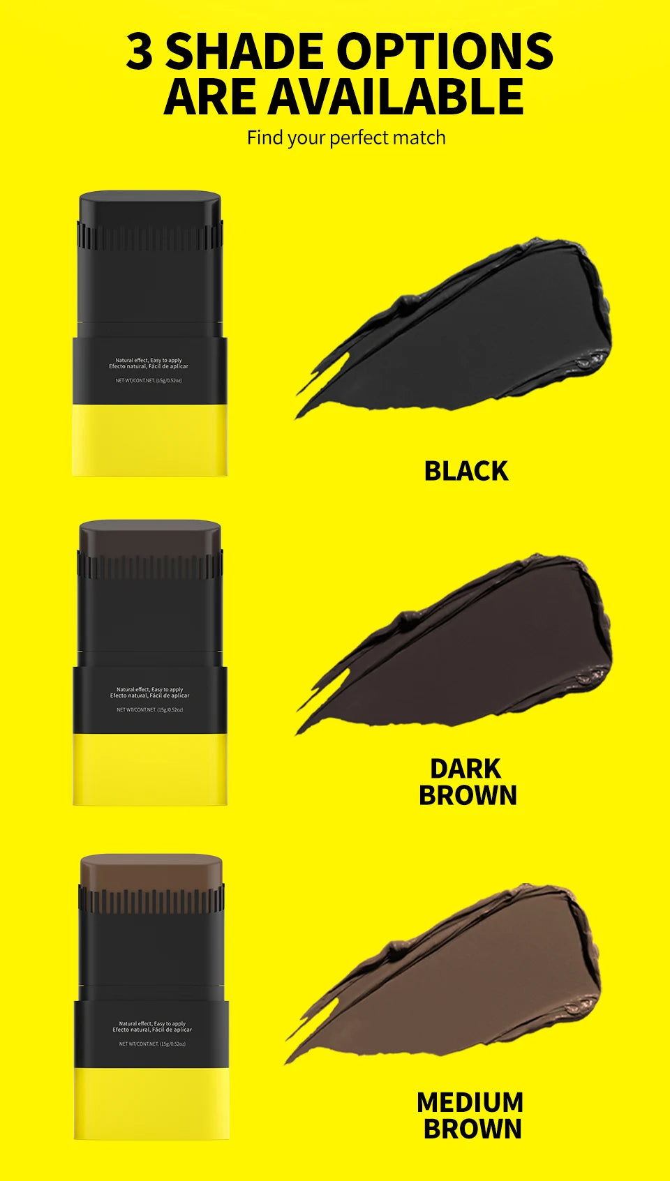 Bâtonnets de coloration capillaire jetables avec peigne pour couvrir rapidement les cheveux gris et blancs. Stylo colorant lavable pour la ligne des cheveux.