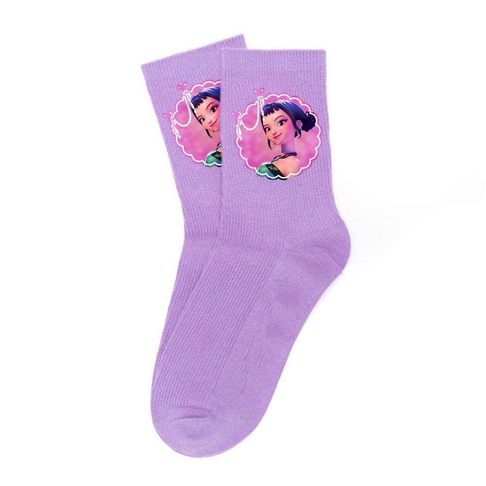Chaussettes Kpop Demon Hunters neuves, douces, épaisses et chaudes, idéales pour les activités sportives et de plein air, en automne et en hiver, pour filles et enfants. Cadeau d'anniversaire idéal.