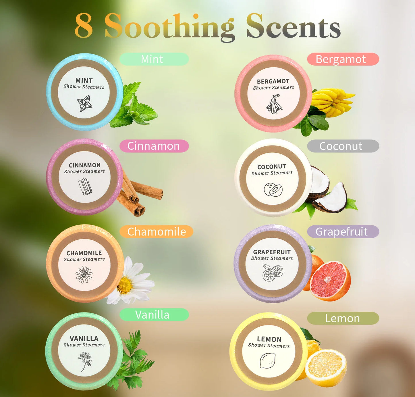 Lot de 8 bombes de bain pour spa, hôtel et maison, pour le bain, la douche et les soins du corps. Convient aux femmes et aux hommes.