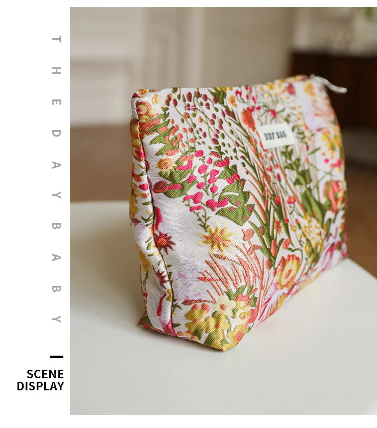 Trousse de toilette DJDF pour femme, motif algues vertes, grande capacité, idéale pour les soins de la peau et les voyages.