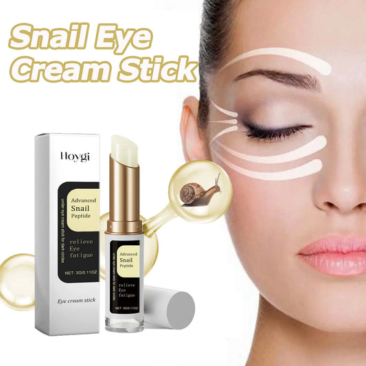 Crème contour des yeux à l'escargot en stick, collagène, estompe les ridules, atténue les rides, éclaircit les cernes, raffermit les poches et hydrate la peau. Crème contour des yeux hydratante
