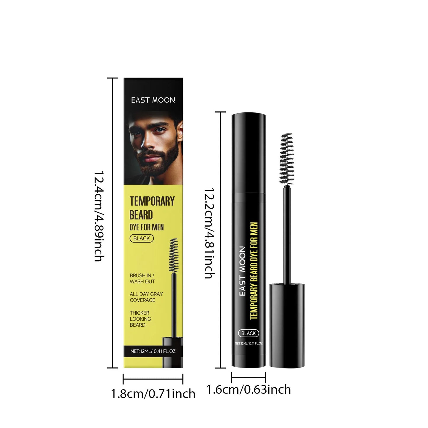 Teinture pour barbe East Moon Natural Black pour hommes : stylo colorant permanent, imperméable et portable, pour une barbe et une moustache impeccables.