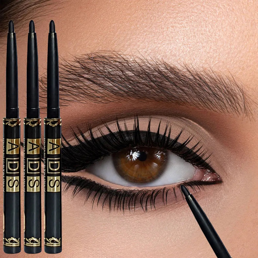 Crayon eye-liner noir longue tenue, waterproof, anti-bavures et anti-transpiration, pour un maquillage des yeux audacieux, lot de 3 ou 9 pièces. Cadeau idéal.