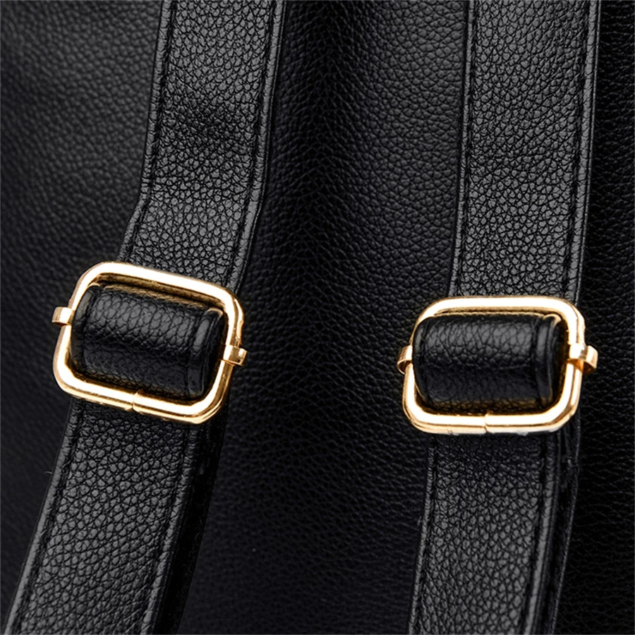 Sacs à dos de luxe en cuir pour femmes et filles, sac à dos décontracté noir vintage, sac d'école pour filles, sac à dos Mochila