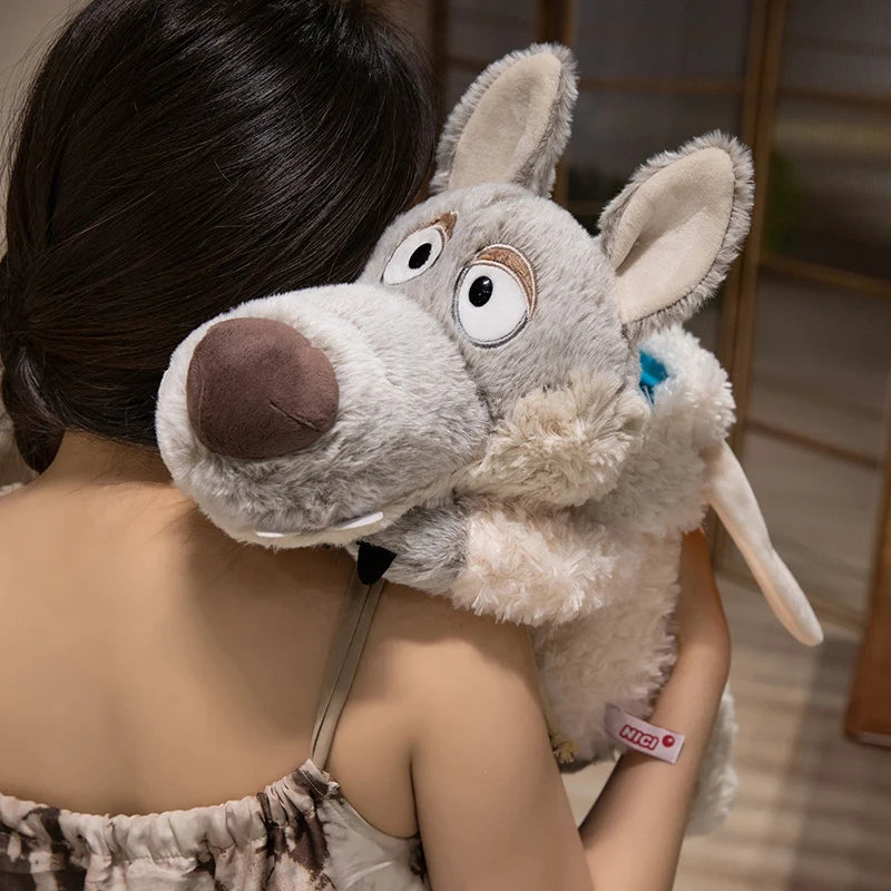 Peluche Loup Camouflage 2 Tailles - Peluche Loup en Peau de Mouton