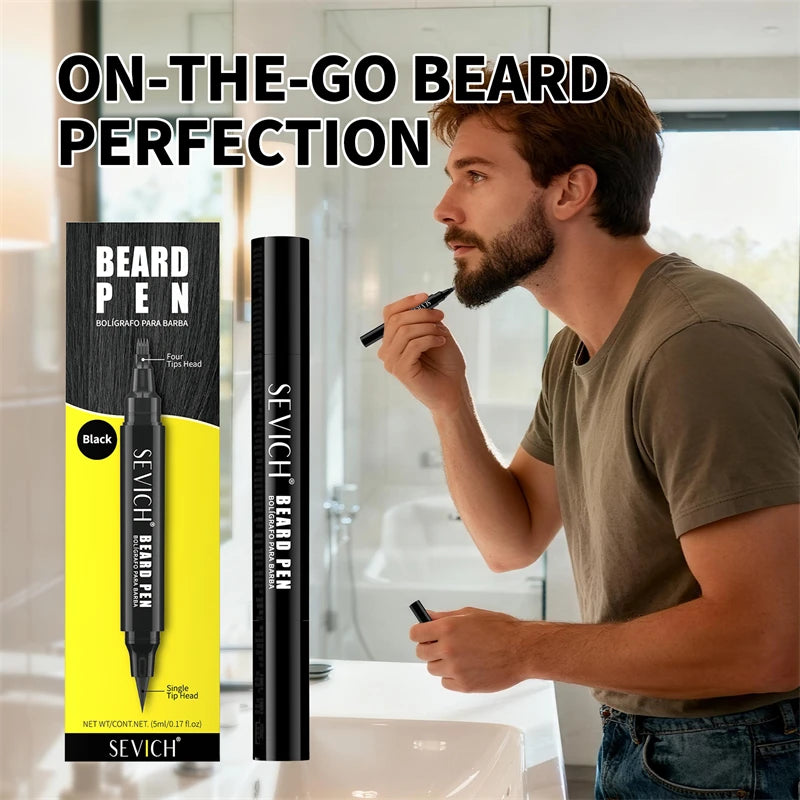 Stylo à barbe pour homme, stylo de teinture pour barbe, stylo de mise en forme étanche 2 en 1, stylo de coloration temporaire portable pour moustache, double embout