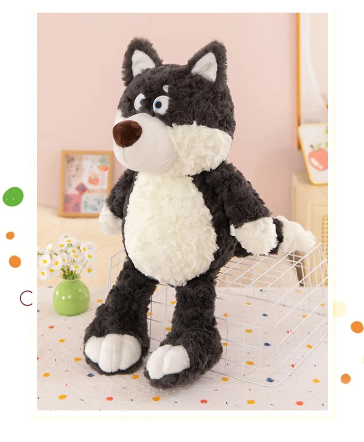 Loup en peluche Kawaii, animal en peluche mignon et doux