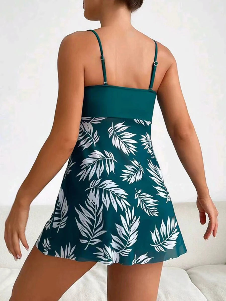 Robe courte avec short intégré, maillot de bain femme, rembourré, imprimé, tenue de plage été