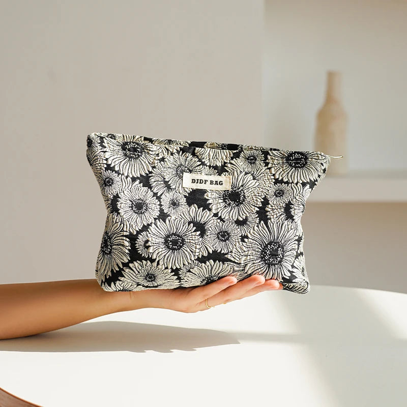 Trousse de toilette DJDF pour femme, motif algues vertes, grande capacité, idéale pour les soins de la peau et les voyages.