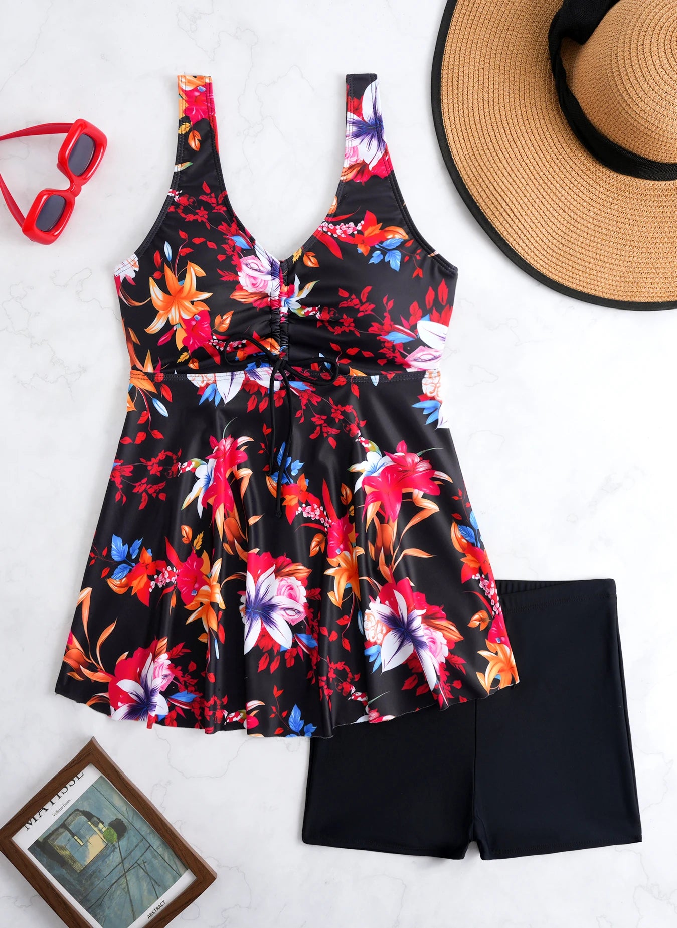 Maillot de bain deux pièces imprimé  pour femme, ensemble tankini, robe de plage, maillot de bain, tenue de plage XXL