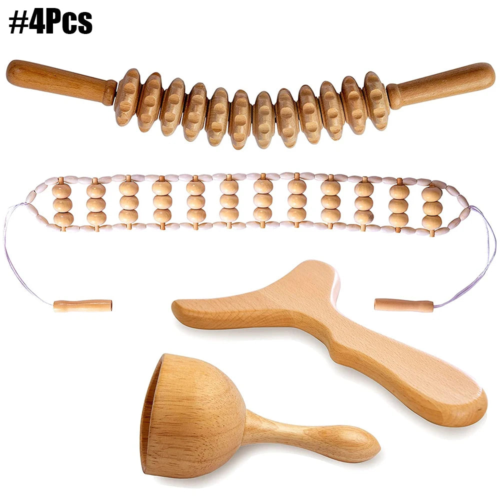 Kit complet de massothérapie corporelle en bois : outils de massothérapie en bois colombien pour massage réducteur et remodelage corporel.