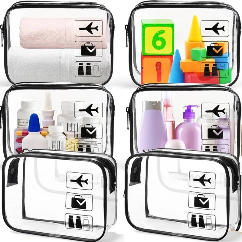 Trousse de maquillage transparente à fermeture éclair (1 ou 3 pièces) pour homme et femme, idéale pour les voyages.