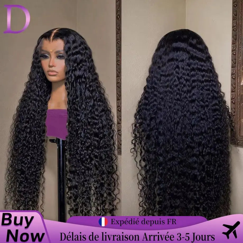 Perruque en cheveux humains bouclés avec lace front 13x4 ondulée, perruque brésilienne transparente 13x6 ondulée profonde pour femme