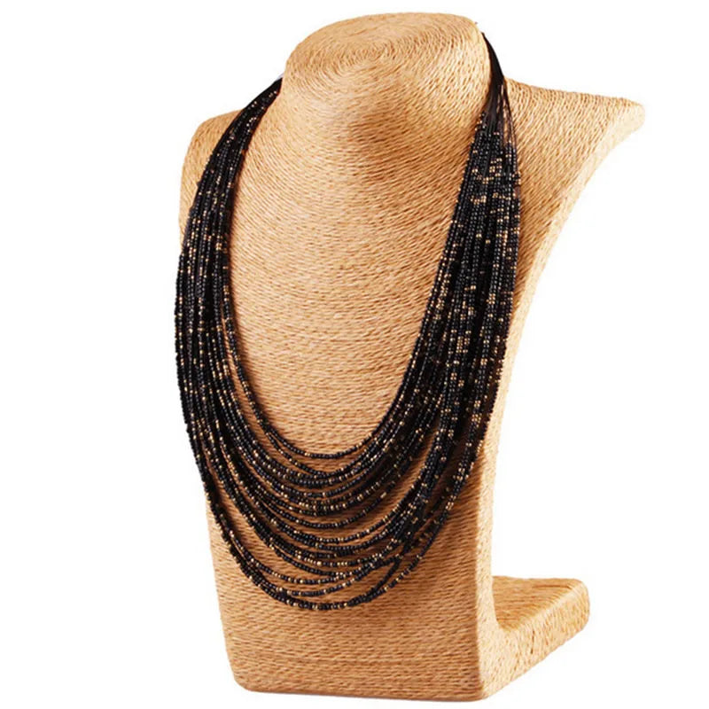 Collier statement pour femme Collier Femme  Mode bohème Perles Multi-rangs Colliers ras du cou et pendentifs Bijoux Collares