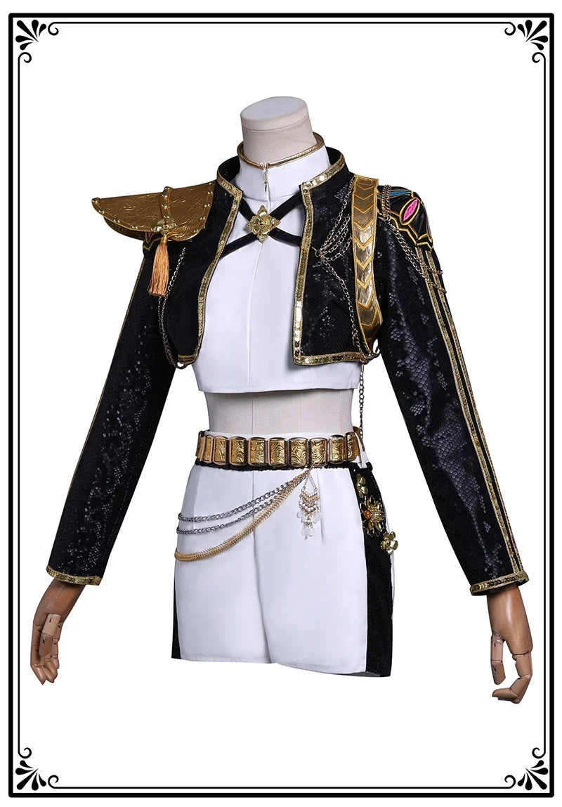 Costume de cosplay K-Pop Rumi Zoey Mira noir et doré, perruque, tenue pour fille, déguisement pour Halloween ou jeu de rôle