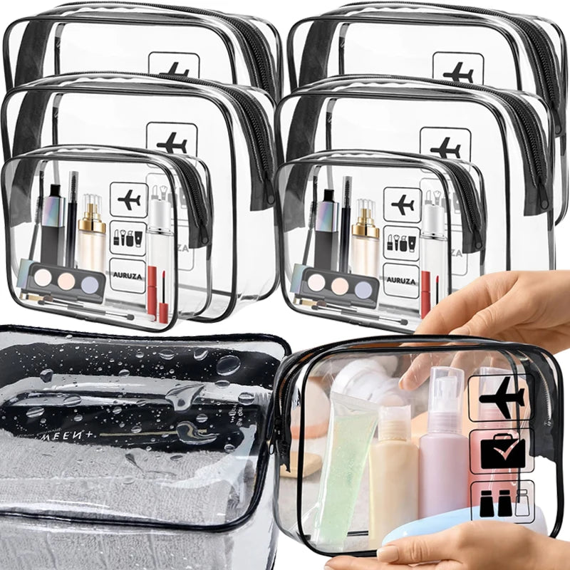 Trousse de maquillage transparente à fermeture éclair (1 ou 3 pièces) pour homme et femme, idéale pour les voyages.