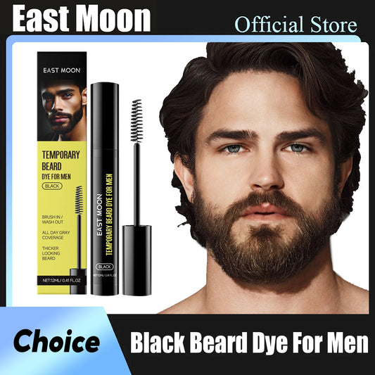 Teinture pour barbe East Moon Natural Black pour hommes : stylo colorant permanent, imperméable et portable, pour une barbe et une moustache impeccables.