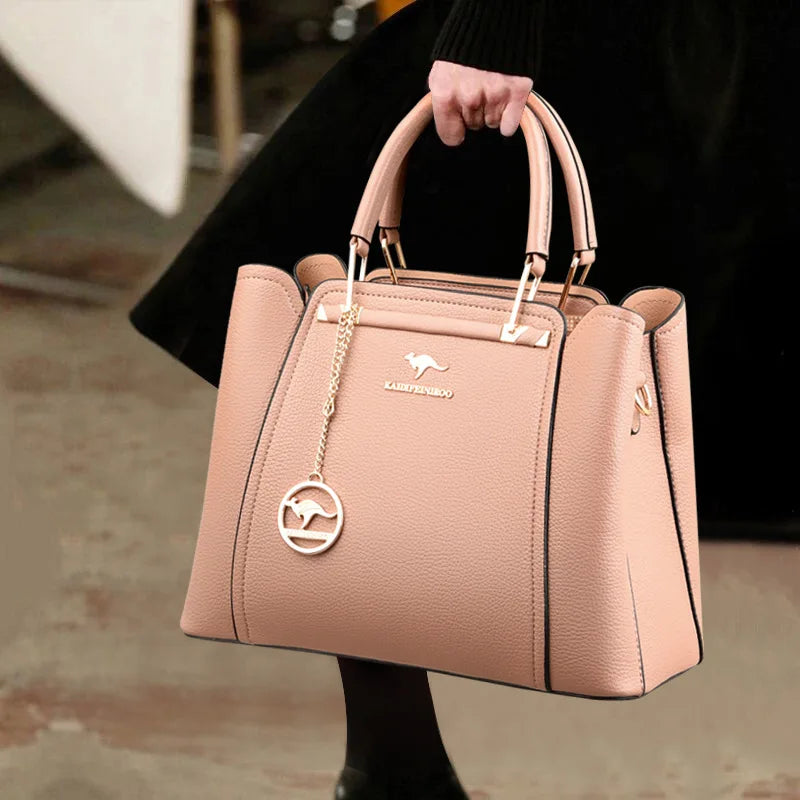 Sac bandoulière de luxe pour femme, 3 compartiments, grande capacité, en cuir, style cabas/sac messager.