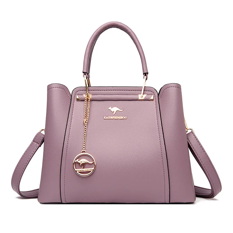 Sac bandoulière de luxe pour femme, 3 compartiments, grande capacité, en cuir, style cabas/sac messager.