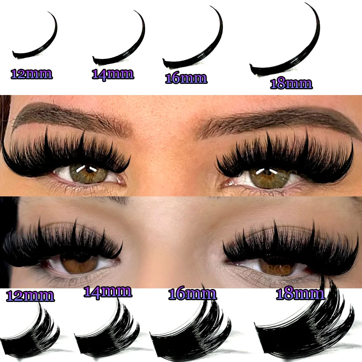 Faux cils en touffes 120D 100D, faux cils à pointes, volume cil à cil, extensions de cils individuelles à picots à faire soi-même, méga touffes de cils