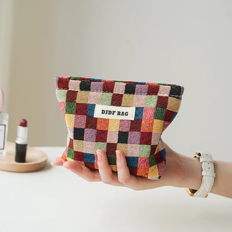 Trousse de toilette DJDF pour femme, motif algues vertes, grande capacité, idéale pour les soins de la peau et les voyages.