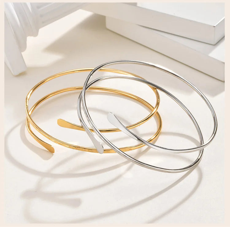Bracelet manchette pour femme, bracelet minimaliste plaqué or, bijou de bras tendance pour soirée