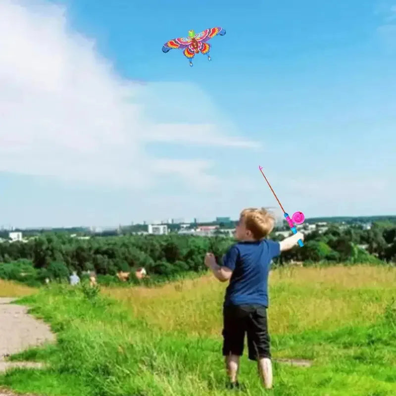 Cerf-volant pour enfants, jouet aigle de dessin animé, mini cerf-volant pliable en plastique, frein à main, canne à pêche, papillons, jouet d'extérieur pour enfants.