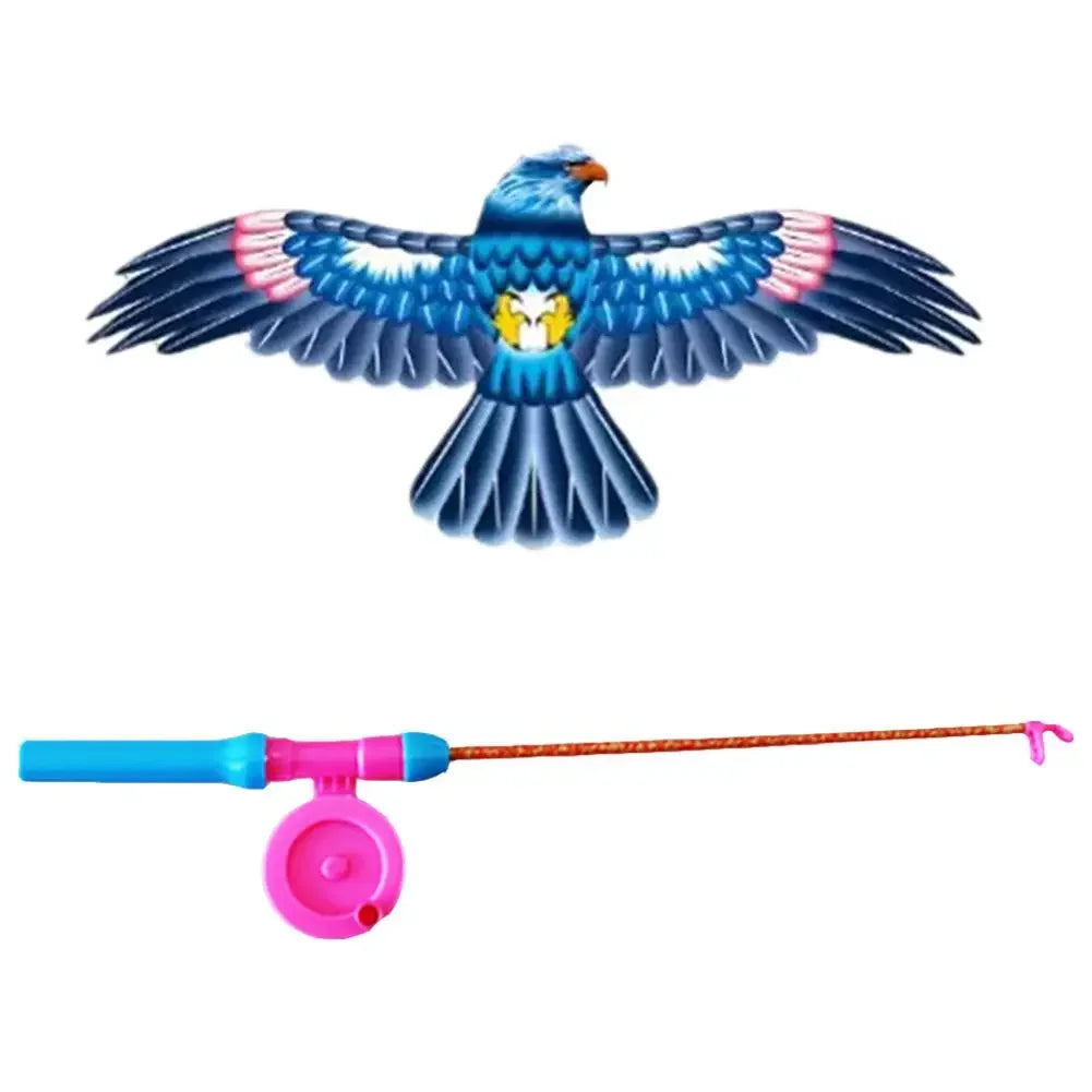 Cerf-volant pour enfants, jouet aigle de dessin animé, mini cerf-volant pliable en plastique, frein à main, canne à pêche, papillons, jouet d'extérieur pour enfants.
