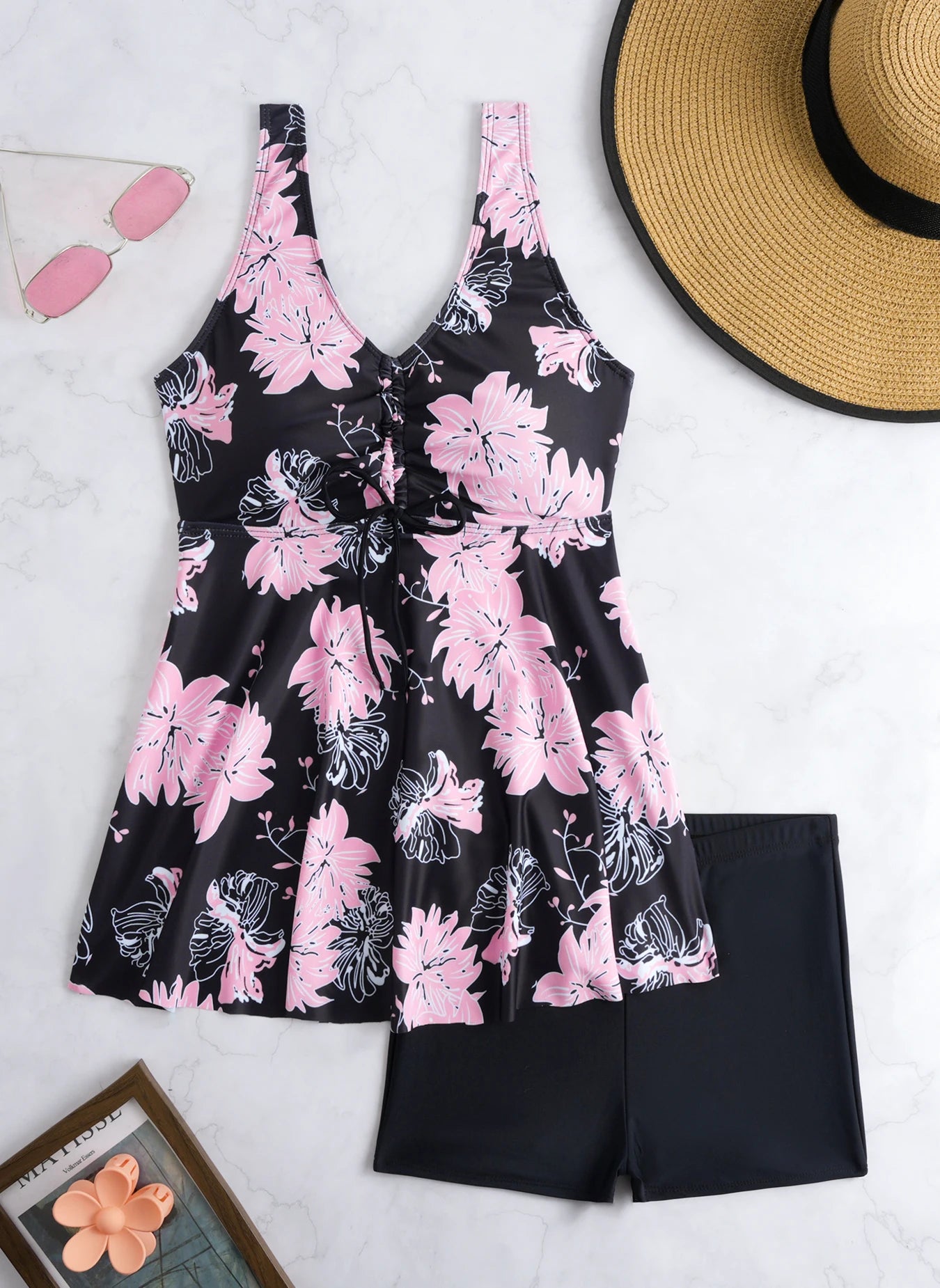Maillot de bain deux pièces imprimé  pour femme, ensemble tankini, robe de plage, maillot de bain, tenue de plage XXL