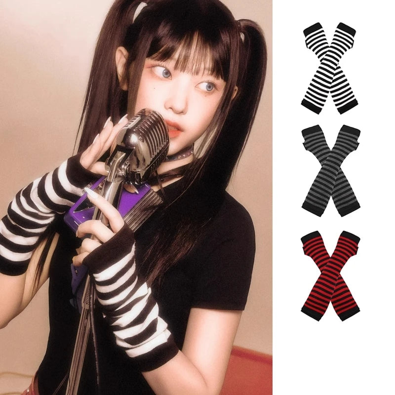 Chaussettes hautes rayées noires et blanches, chaussettes montantes sexy et fines en coton, chaussettes de cosplay