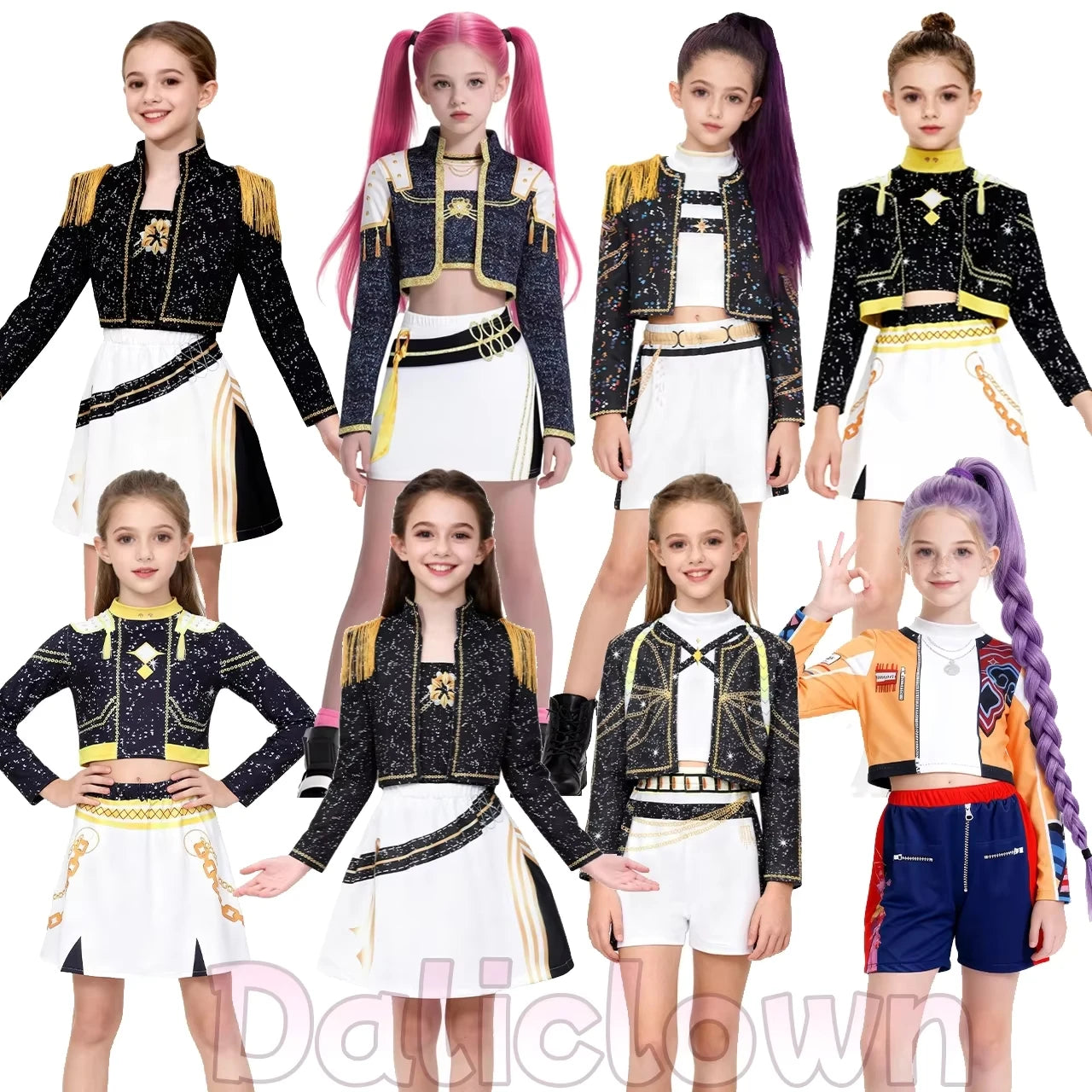 Costume de cosplay KDPop pour enfant (Rumi, Zoey, Mira) - Déguisement de Golden Huntrix pour spectacle ou fête d'Halloween