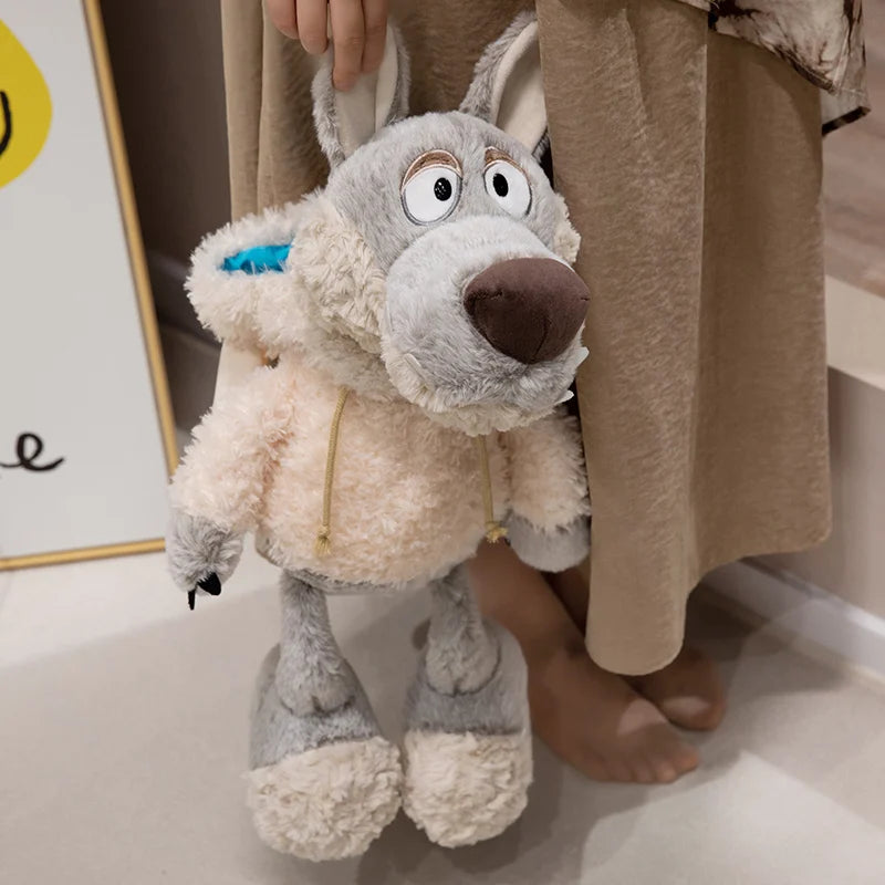 Peluche Loup Camouflage 2 Tailles - Peluche Loup en Peau de Mouton