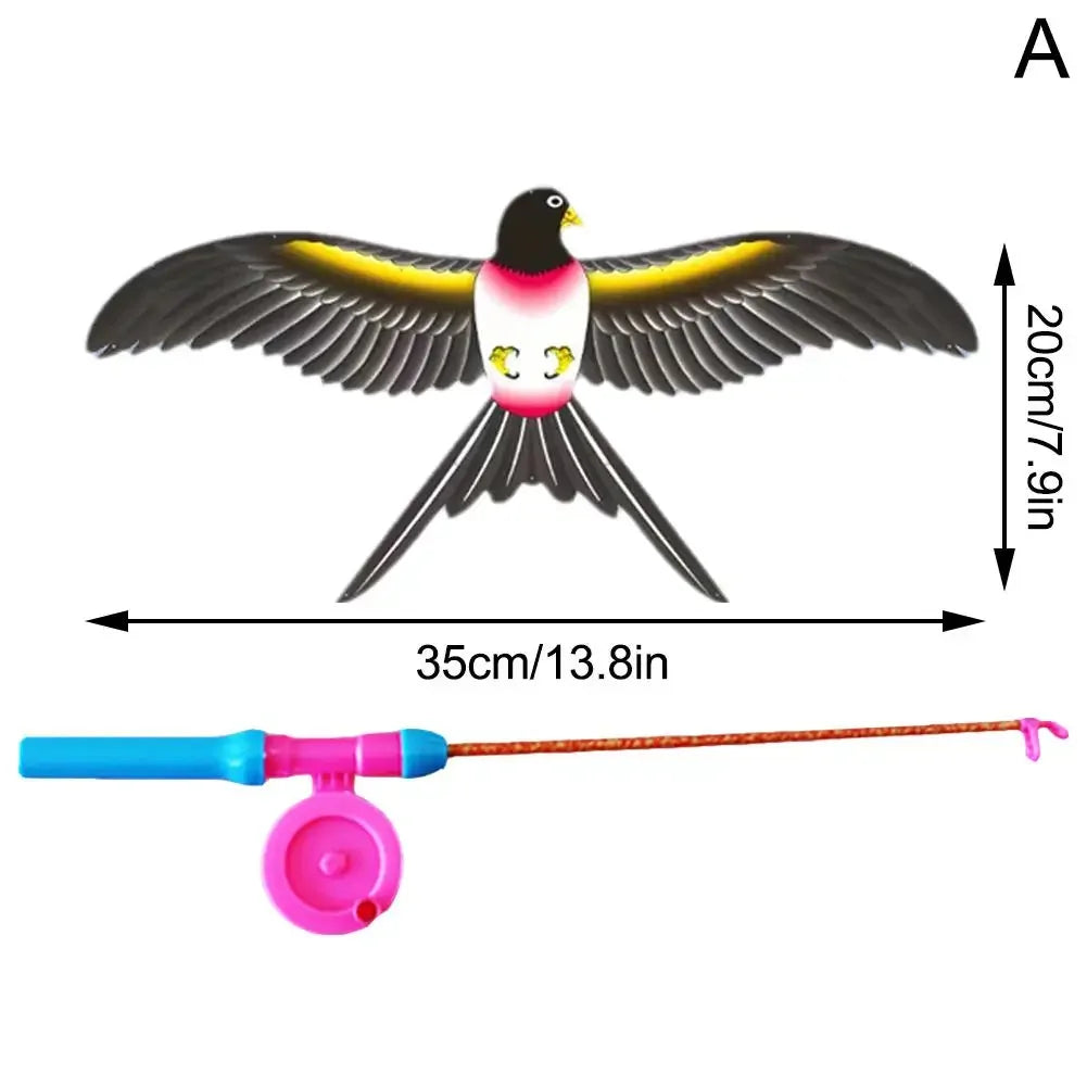 Cerf-volant pour enfants, jouet aigle de dessin animé, mini cerf-volant pliable en plastique, frein à main, canne à pêche, papillons, jouet d'extérieur pour enfants.