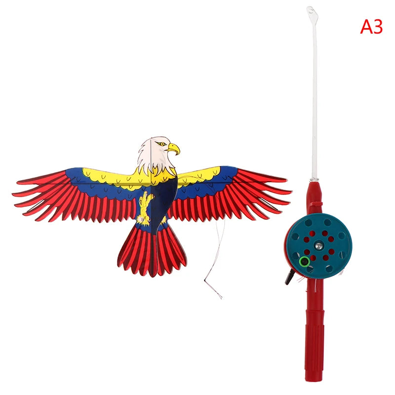 Cerf-volant miniature en plastique pour enfants, avec frein à main et canne à pêche de 40 cm, jouet d'extérieur idéal pour les enfants. Cadeau parfait pour les enfants.