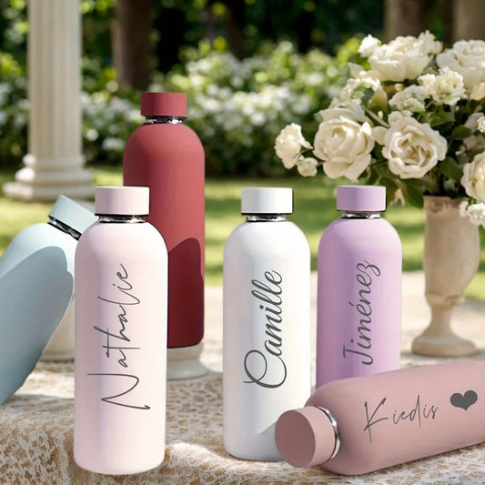 Bouteille isotherme personnalisée avec logo et nom, grande capacité, en acier inoxydable, 500 ml, idéale pour les sports de plein air et les voyages.